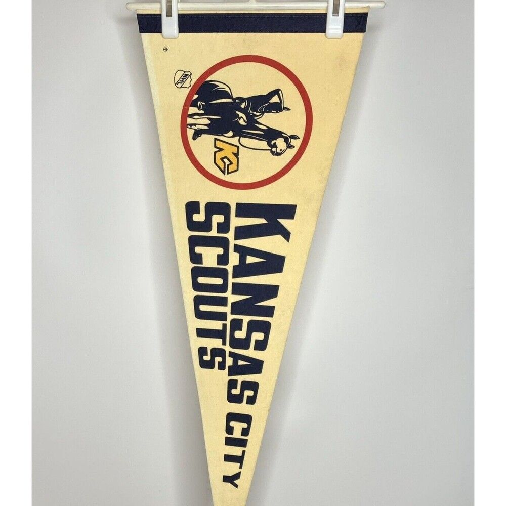 Vtg Kansas City Scouts NHL Hockey Pennant 30 x 12 Full Size Logo Rare Defunct